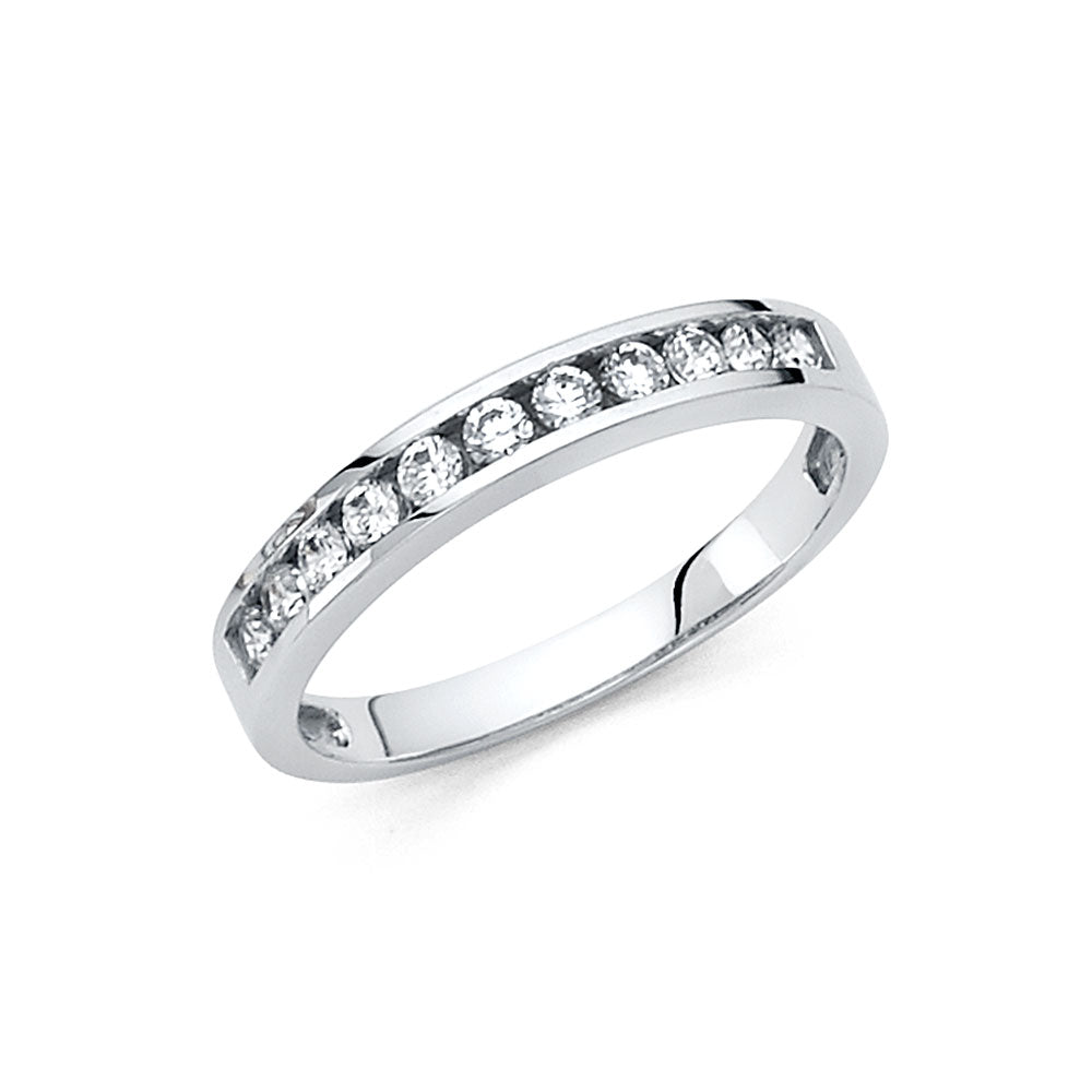 14K White Gold CZ Wedding Band (RG68W)