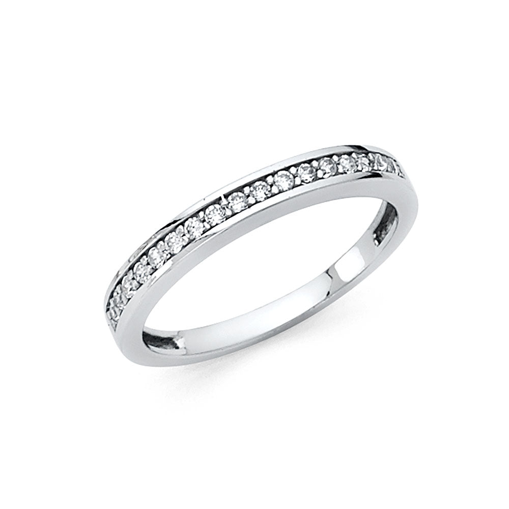 14K White Gold CZ Wedding Band (RG69W)