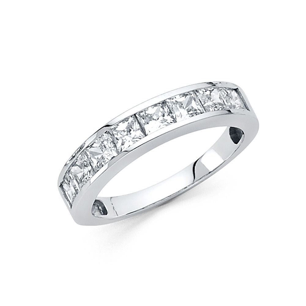 14K White Gold CZ Wedding Band (RG70W)