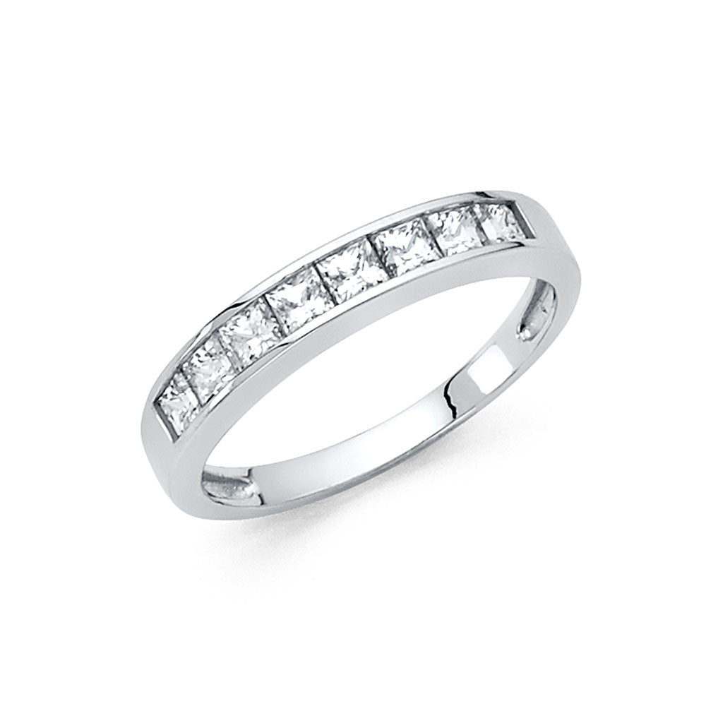 14K White Gold CZ Wedding Band (RG71W)