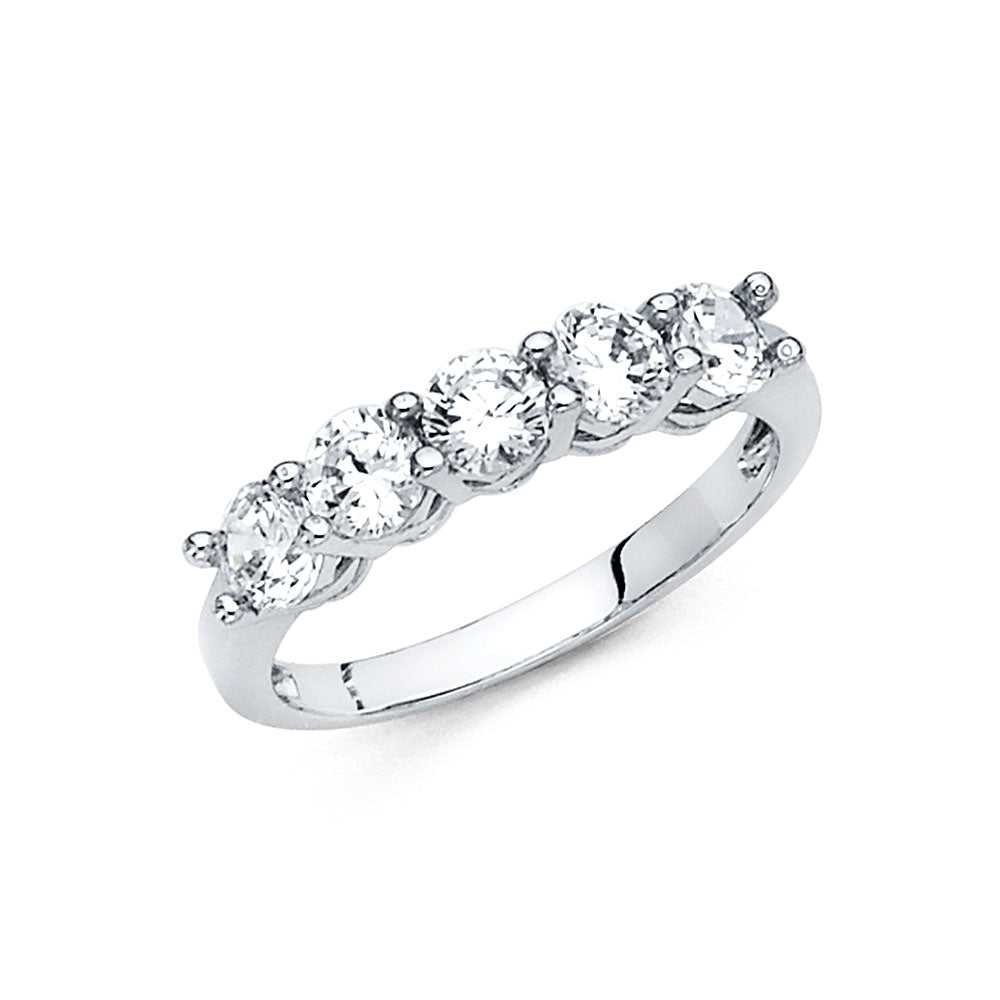 14K White Gold CZ Wedding Band (RG73W)