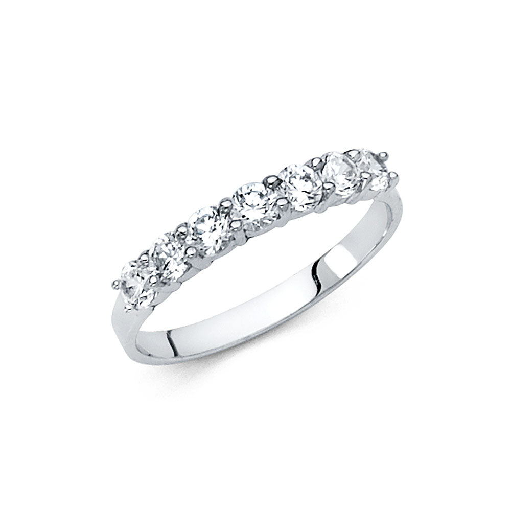 14K White Gold CZ Wedding Band (RG75W)