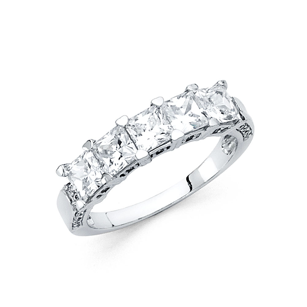 14K White Gold CZ Wedding Band (RG76W)