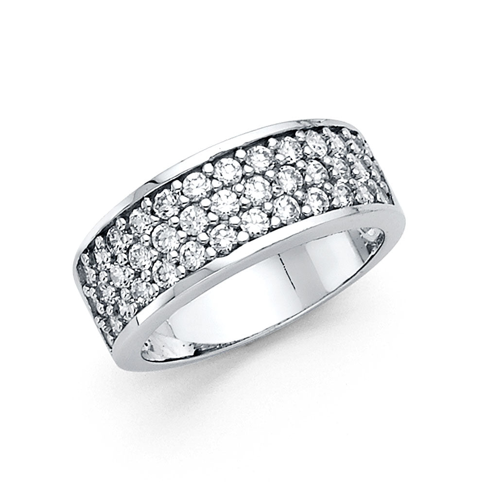 14K White Gold CZ Wedding Band (RG79W)