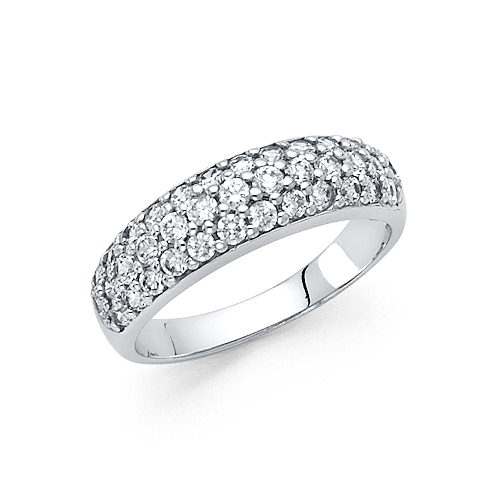 14K White Gold CZ Wedding Band (RG80W)