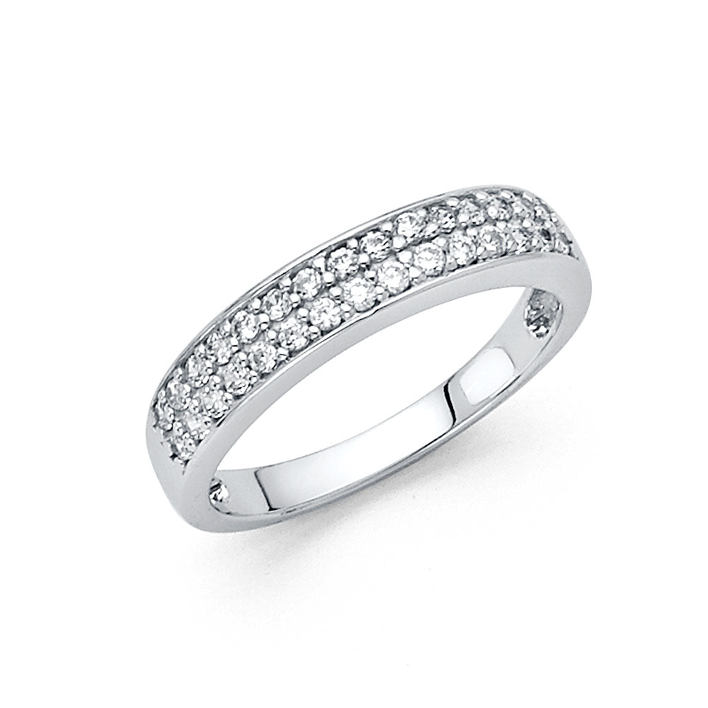 14K White Gold CZ Wedding Band (RG81W)