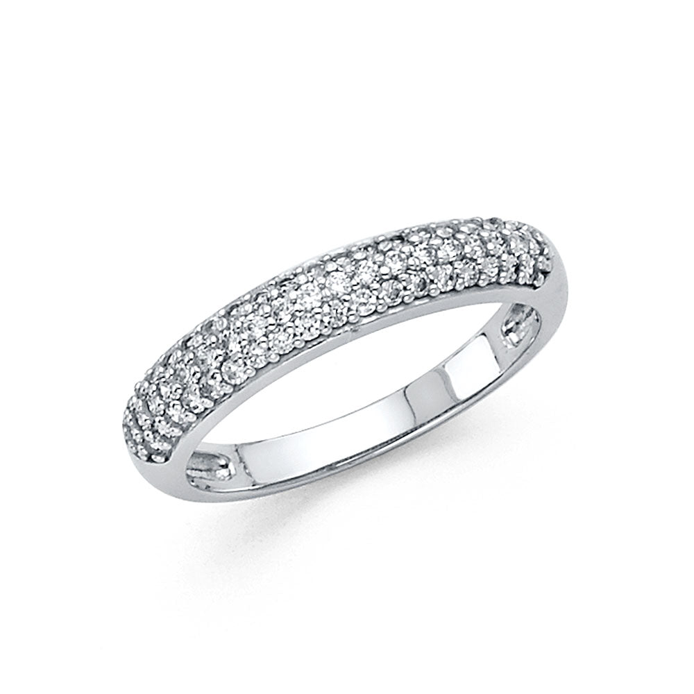 14K White Gold CZ Wedding Band (RG82W)