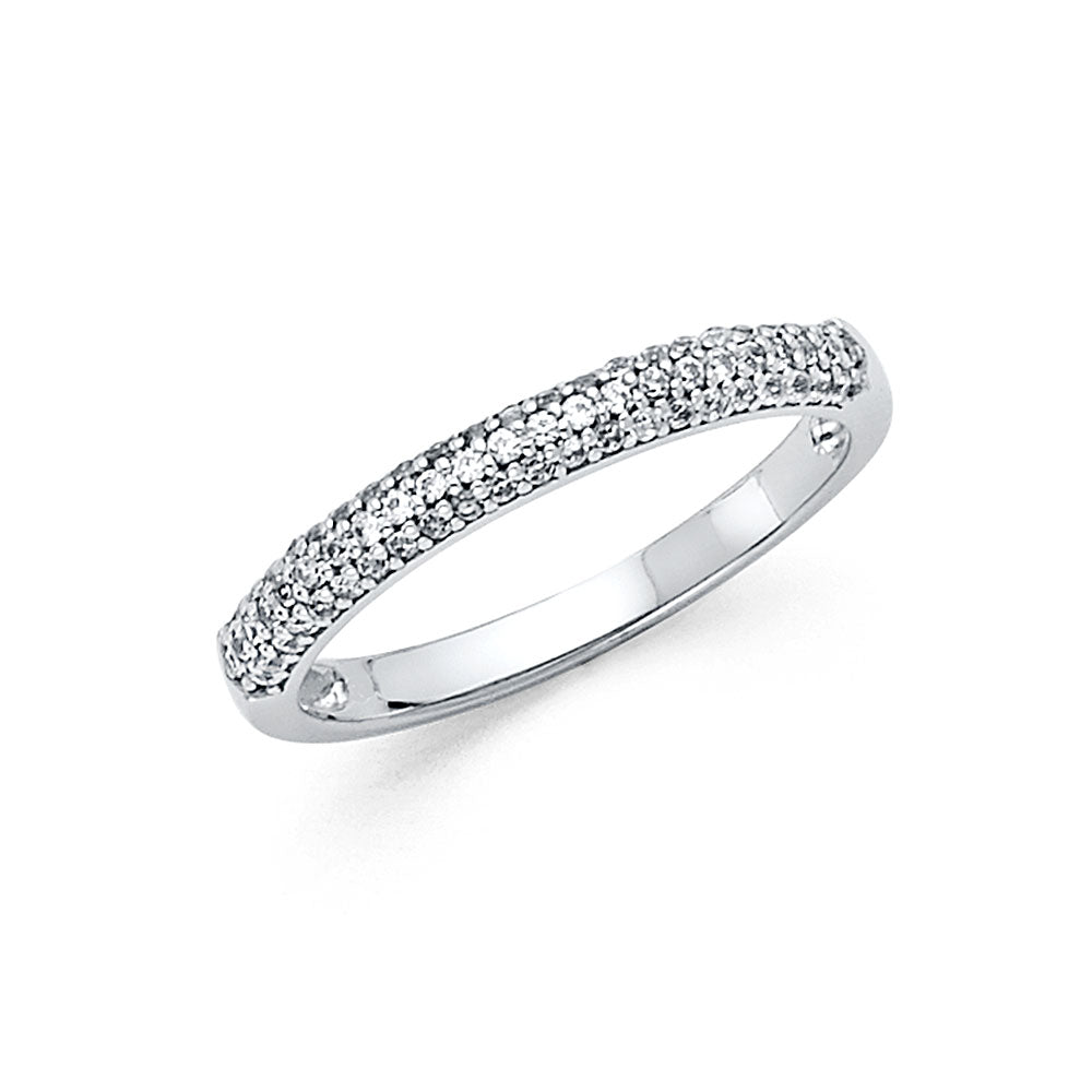 14K White Gold CZ Wedding Band (RG83W)