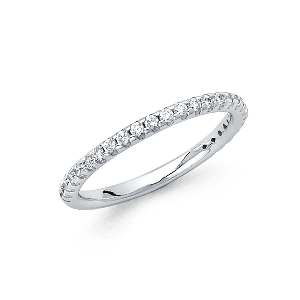 14K White Gold CZ Wedding Band (RG84W)