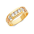 14K Yellow White Rose Gold CZ Wedding Band Men (RG85)