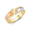 14K Yellow White Rose Gold CZ Wedding Band Men (RG93)