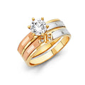 14K Yellow White Rose Gold CZ Ladies Wedding Band
