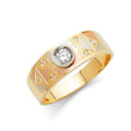 14K Yellow White Rose Gold CZ Wedding Band Men (RG97)