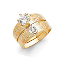 14K Yellow White Rose Gold CZ Ladies Wedding Band