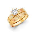 14K Yellow White Rose Gold CZ Engagement Ring