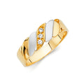 14K Two Tone Gold CZ Wedding Band Men (RG115)