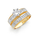 14K Two Tone Gold CZ Engagement Ring