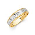 14K Two Tone Gold CZ Wedding Band Men (RG137)
