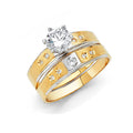 14K Two Tone Gold CZ Ladies Wedding Band