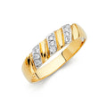 14K Two Tone Gold CZ Wedding Band Men (RG147)