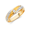 14K Two Tone Gold CZ Wedding Band Men (RG149)