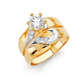 14K Two Tone Gold CZ Ladies Wedding Band