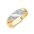 14K Two Tone Gold CZ Wedding Band Men (RG155)