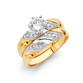 14K Two Tone Gold CZ Engagement Ring