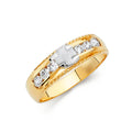 14K Two Tone Gold CZ Wedding Band Men (RG157)