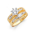14K Two Tone Gold CZ Engagement Ring