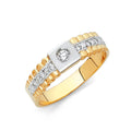 14K Two Tone Gold CZ Wedding Band Men (RG159)