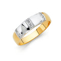 14K Two Tone Gold CZ Wedding Band Men (RG161)