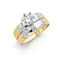 14K Two Tone Gold CZ Engagement Ring