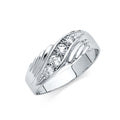 14K White Gold CZ Wedding Band Men (RG163)