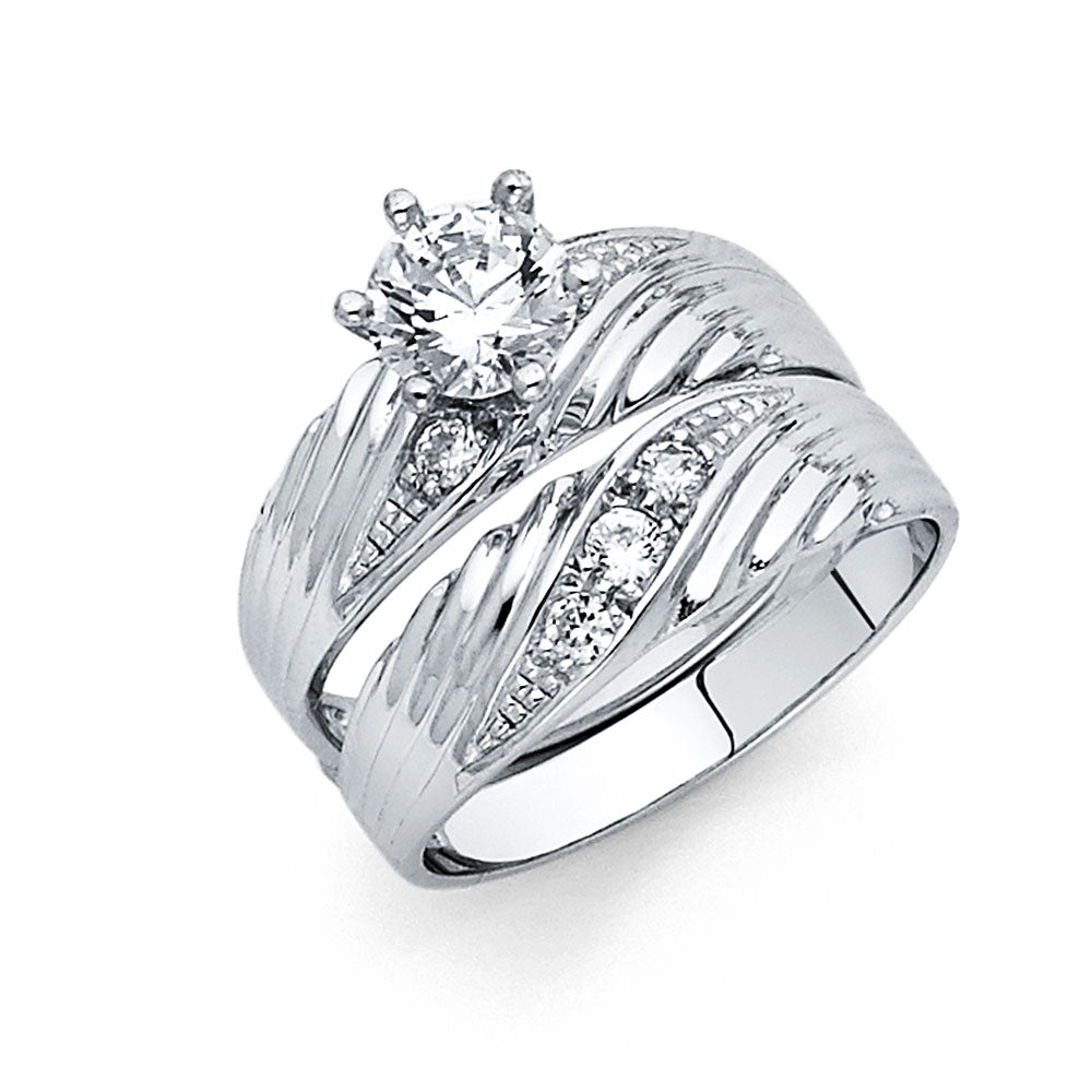 14K White Gold CZ Engagement Ring