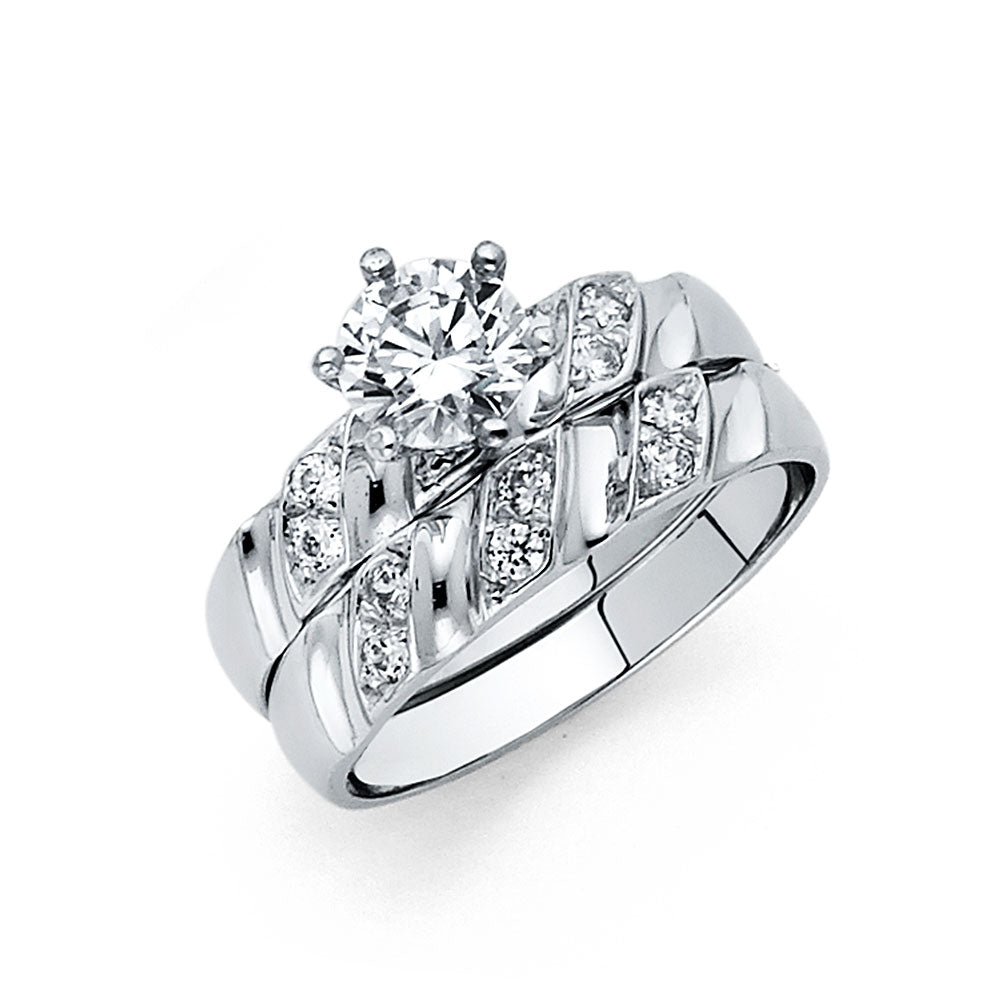 14K White Gold CZ Engagement Ring