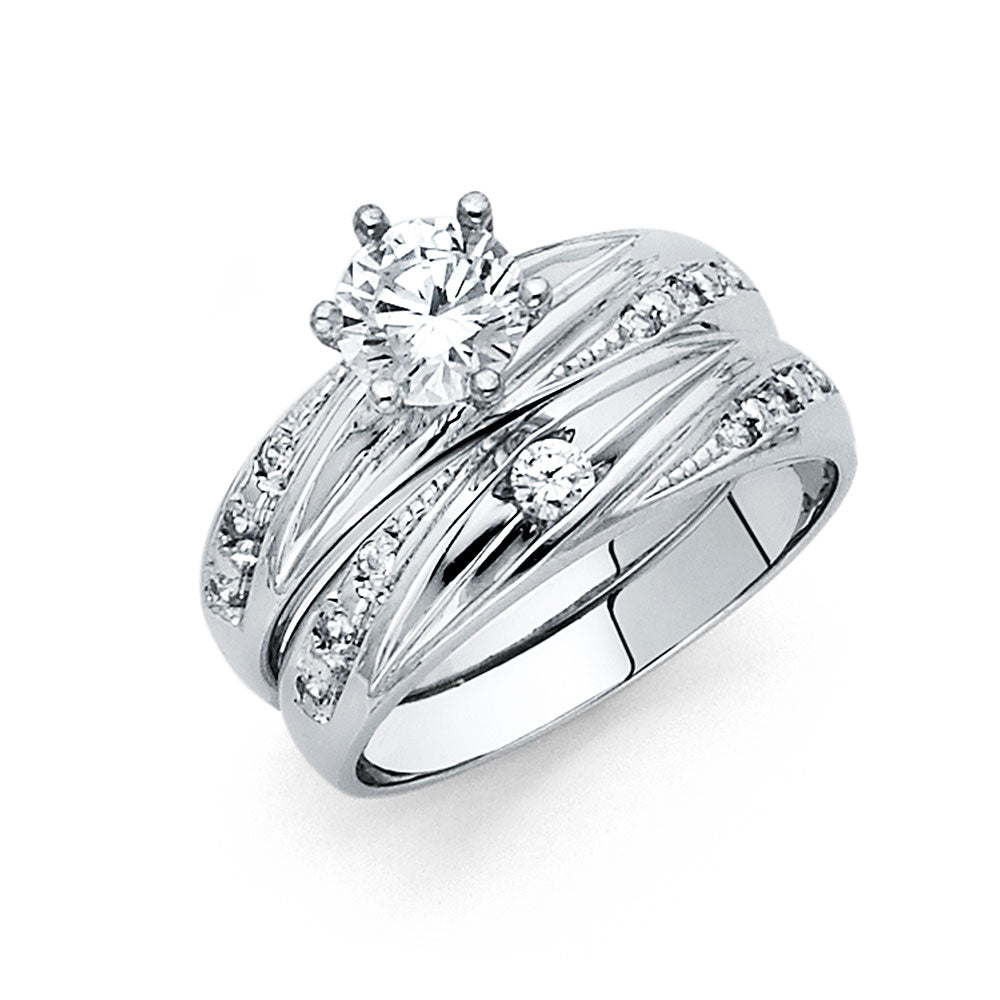 14K White Gold CZ Engagement Ring