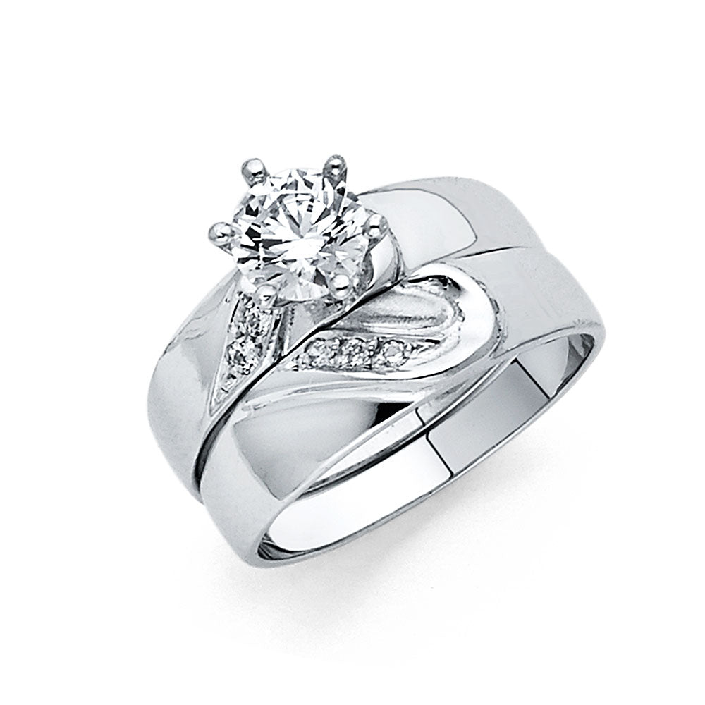 14K White Gold CZ Ladies Wedding Band