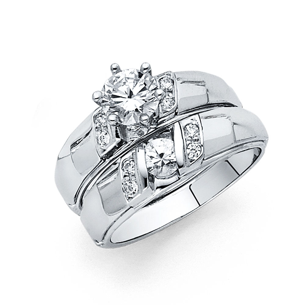 14K White Gold CZ Engagement Ring