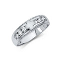 14K White Gold CZ Wedding Band Men (RG173)