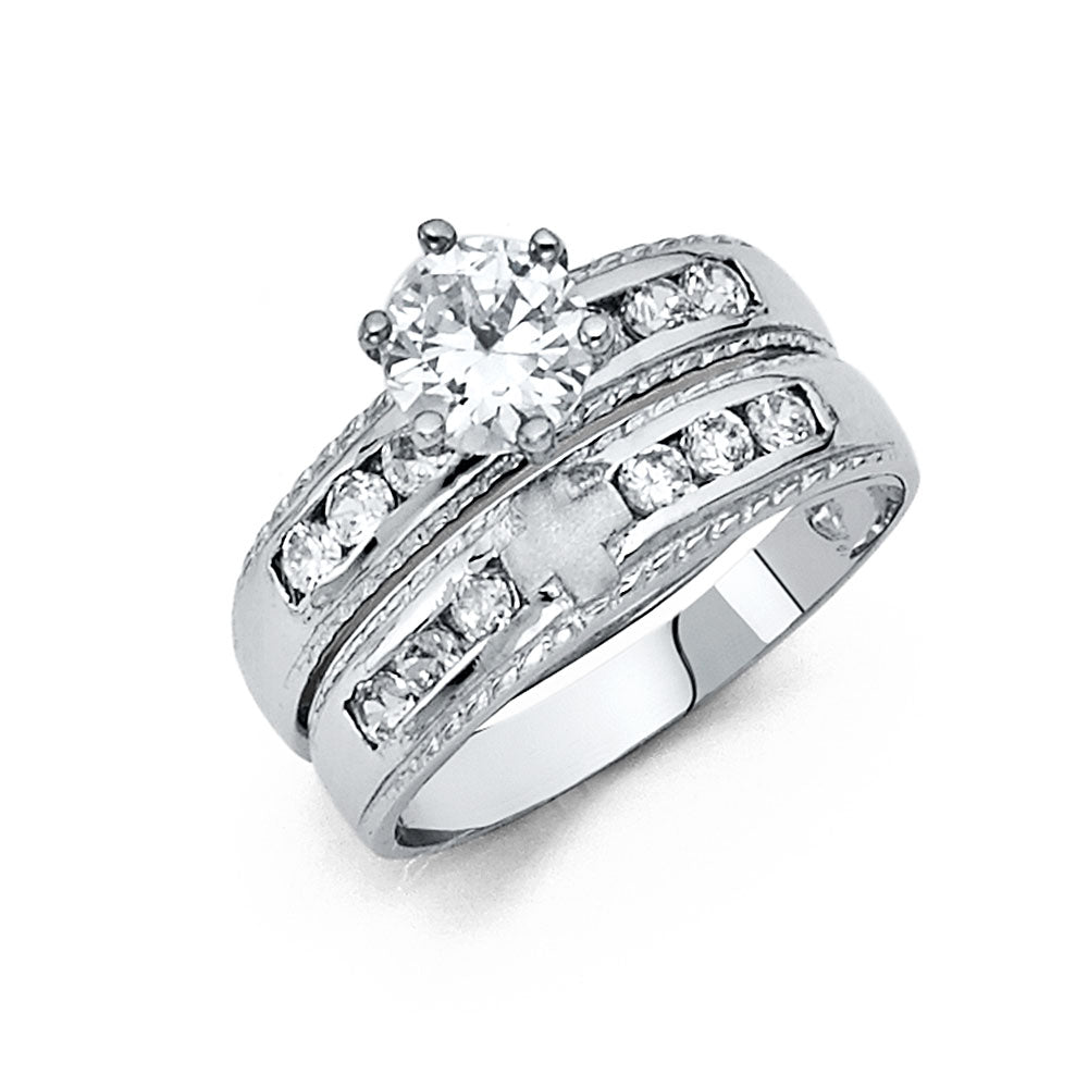 14K White Gold CZ Ladies Wedding Band