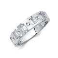 14K White Gold CZ Wedding Band Men (RG175)