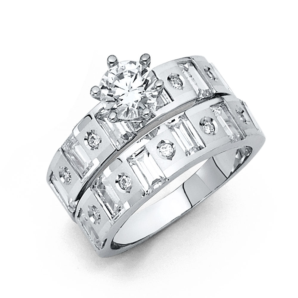 14K White Gold CZ Engagement Ring