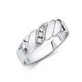 14K White Gold CZ Wedding Band Men (RG197)