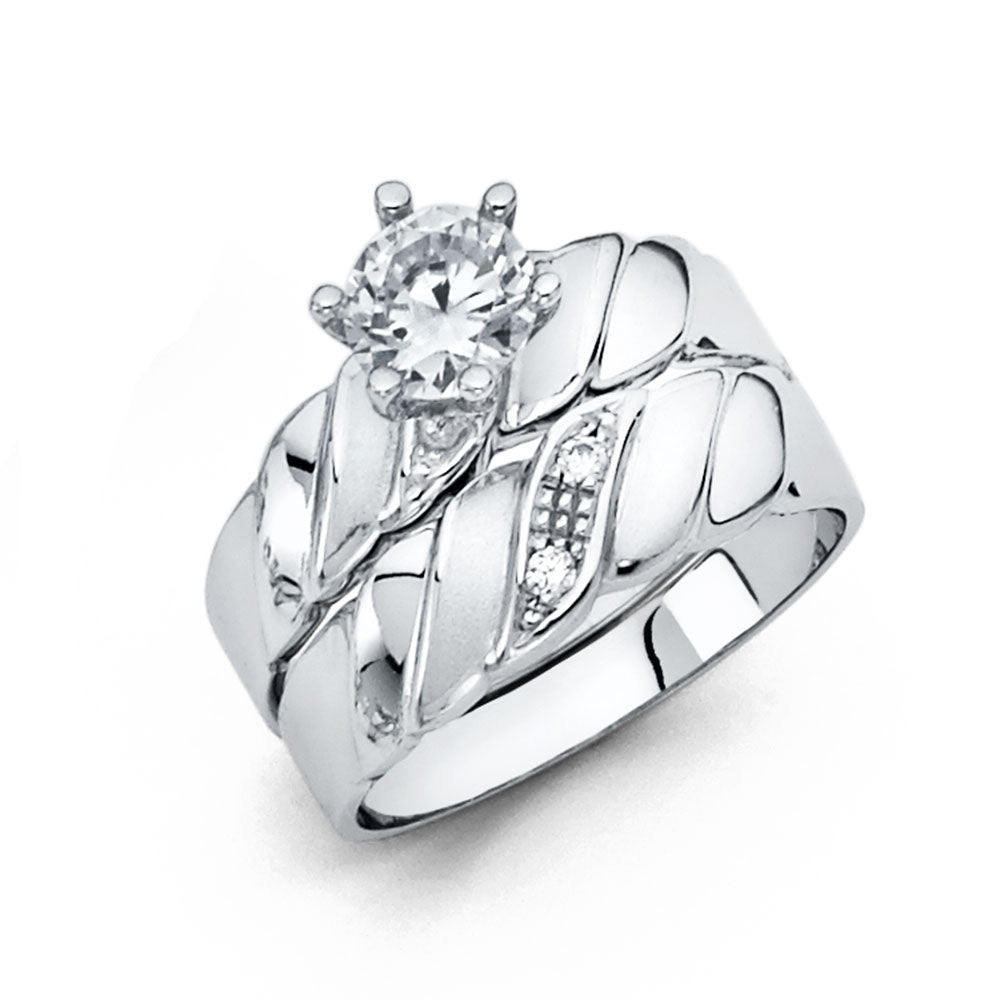 14K White Gold CZ Ladies Wedding Band