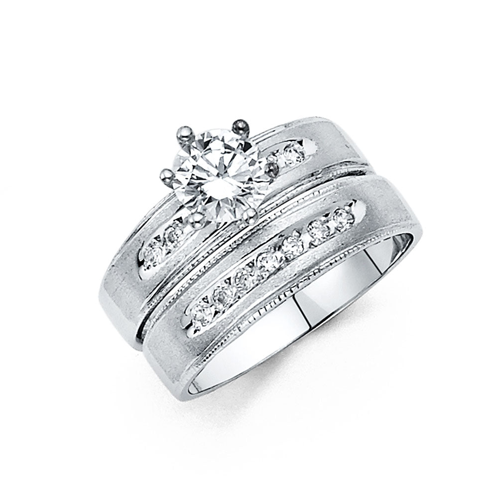 14K White Gold CZ Ladies Wedding Band