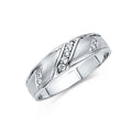 14K White Gold CZ Wedding Band Men (RG201)