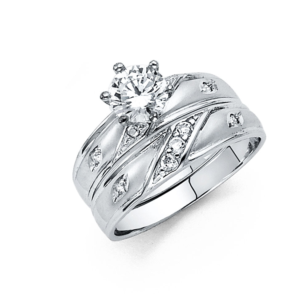 14K White Gold CZ Ladies Wedding Band