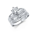 14K White Gold CZ Engagement Ring