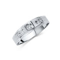 14K White Gold CZ Wedding Band Men (RG203)